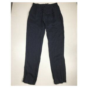 NOVU Dark Blue 100% Linen Drawstring Tapered Leg Soft Jogger Pant